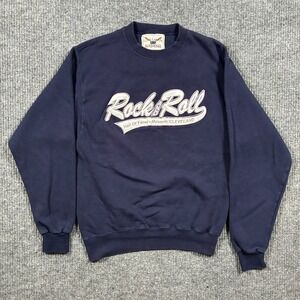 Vintage Oarsman Rock & Roll Hall of Fame Crewneck Sweatshirt Mens Navy 37" Chest